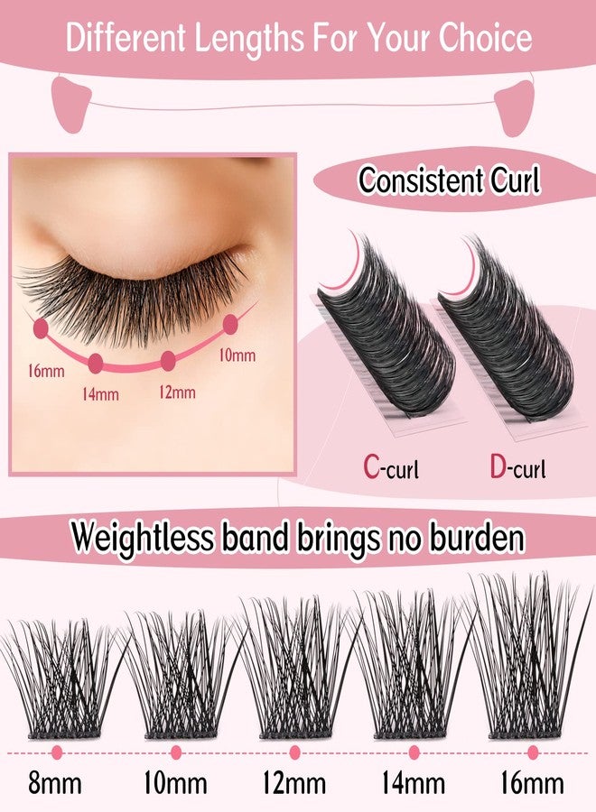 PRO LASHBEAUTY Lash Clusters, 72 Pcs Colored Individual Cluster Lashes DIY Lash Extension 18mm Eyelash Clusters Volume Wispy Lashes Super Thin Band Reusable Soft & Comfortable(Natural-D-18mm) - Image 3