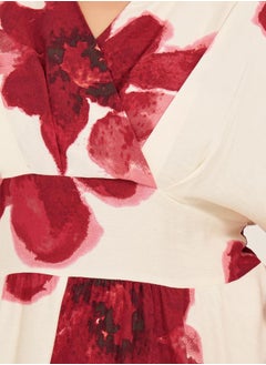 Styli Plus Size Printed V-Neck A-Line Maxi Dress  - Image 4