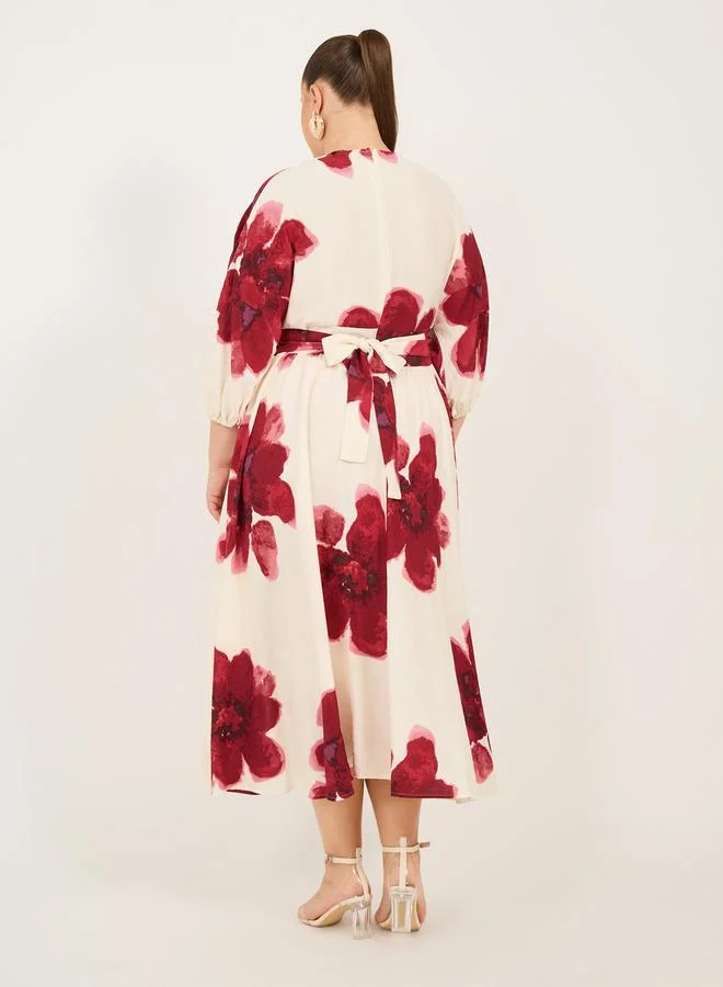 Styli Styli Plus Size Printed V-Neck A-Line Maxi Dress