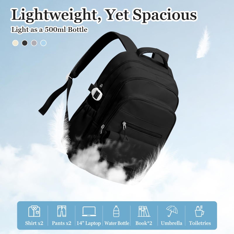 WEPOET Lightweight Black College Backpack for Women Men, Cute School Bag for Teens Girls Boys, Simple Middle School Bookbag, Waterproof Casual Daypacks for Students(Beige) - Image 4