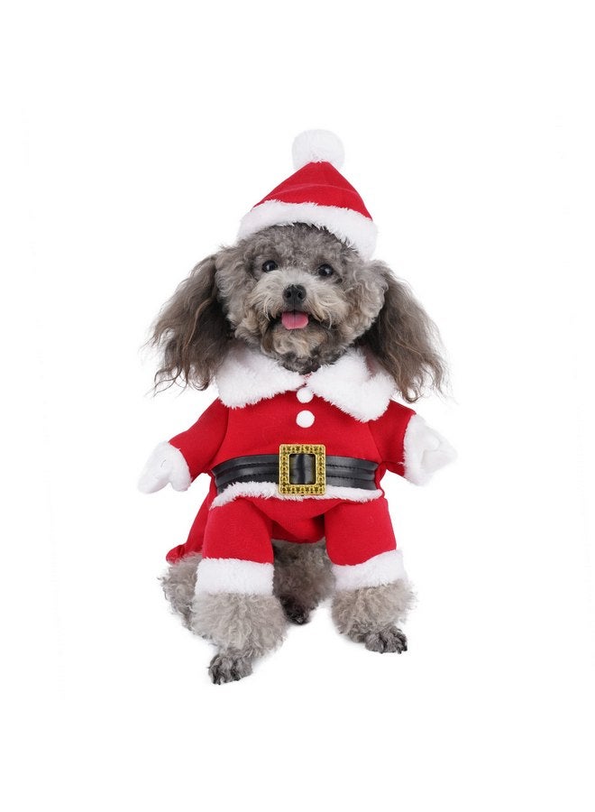 Mogoko Dog Cat Christmas Santa Claus Costume, Funny Pet Cosplay Costumes Suit with a Cap, Puppy Fleece Outfits Warm Coat Animal Festival Apparel Clothes ("M" Size) - Image 1