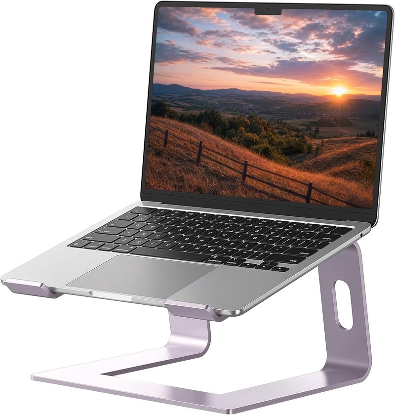 SOUNDANCE Laptop Stand, Aluminum Computer Riser, Ergonomic Laptops Elevator For Desk, Metal Holder Compatible With 10 To 15.6 Inches Notebook Computer, Purple - Image 1