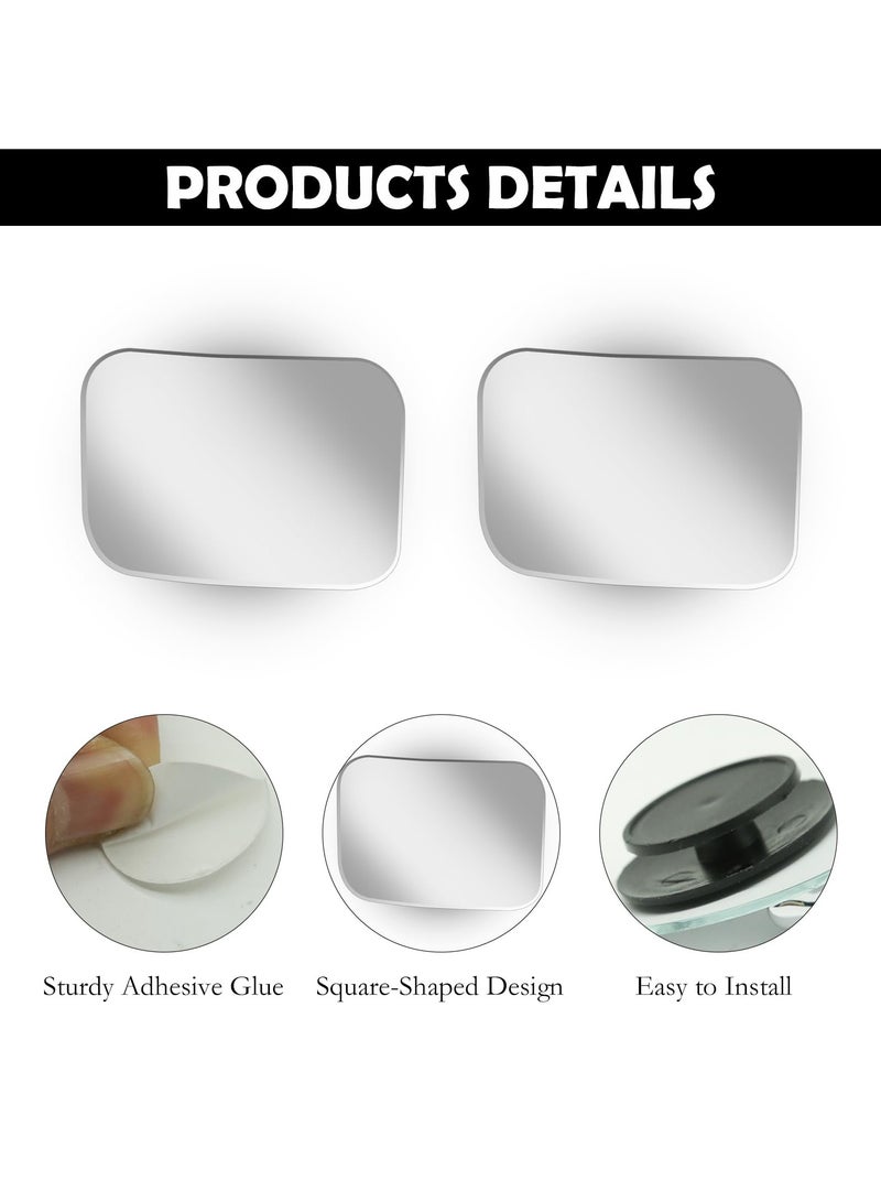 2Pcs Cars Square Shaped Blind Spot Mirrors Car Side Mirror Blindspot Adjustabe Angle Removable Wide Angle Convex RearView Mirror for Enhanced Safety Universal Fit Stick, Car Accessories for Cars Suvs - Image 3