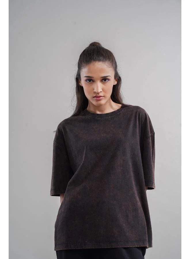 NeceSera  Black Acid Wash Unisex T-Shirt for Women | Best Price UAE