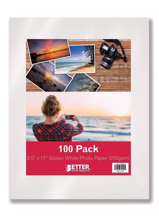 Better Office Products Glossy Photo Paper, 8.5 X 11 Inch, 100 Sheets, 200 Gsm, Letter Size, 100-Count Pack  - Image 1