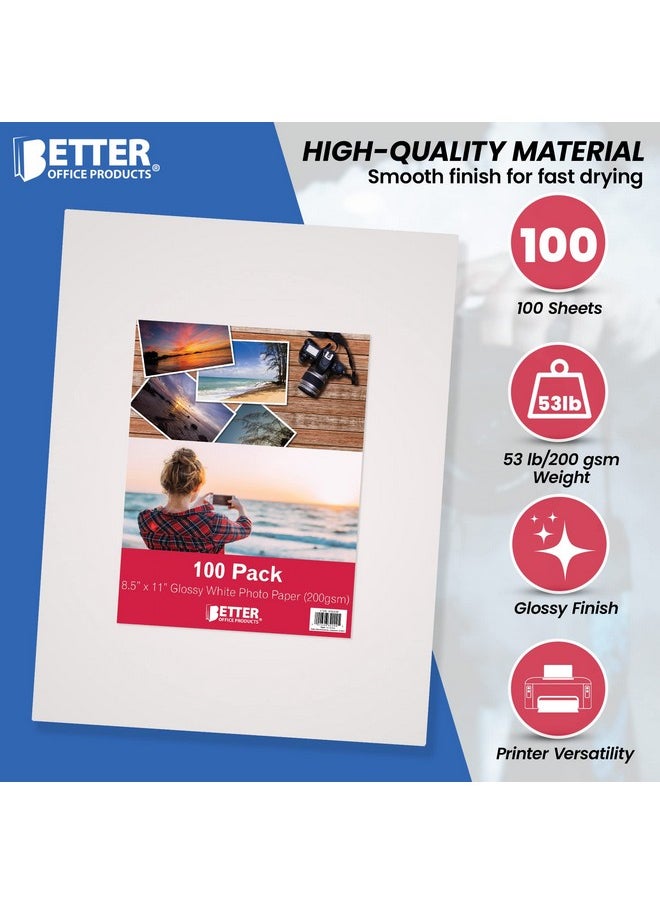 Better Office Products Glossy Photo Paper, 8.5 X 11 Inch, 100 Sheets, 200 Gsm, Letter Size, 100-Count Pack  - Image 3