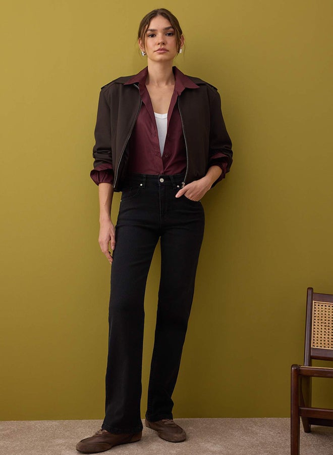 trendyol Black Regular Waist Wide Leg Comfort Stretchy Wide Leg Jeans - Image 1