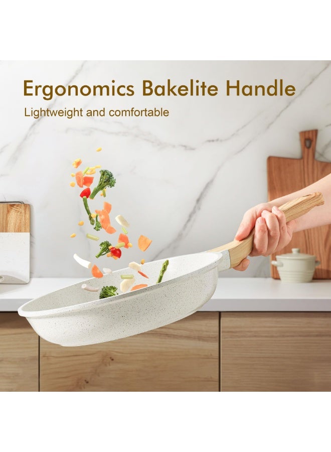 BOAO Nonstick Ceramic Frying Pan Skillet, 8-Inch Omelet Pan, Healthy Non Toxic Chef Pan, Induction Compatible Egg Pan with Heat Resistant Handle, PFAS-Free, White - Image 5
