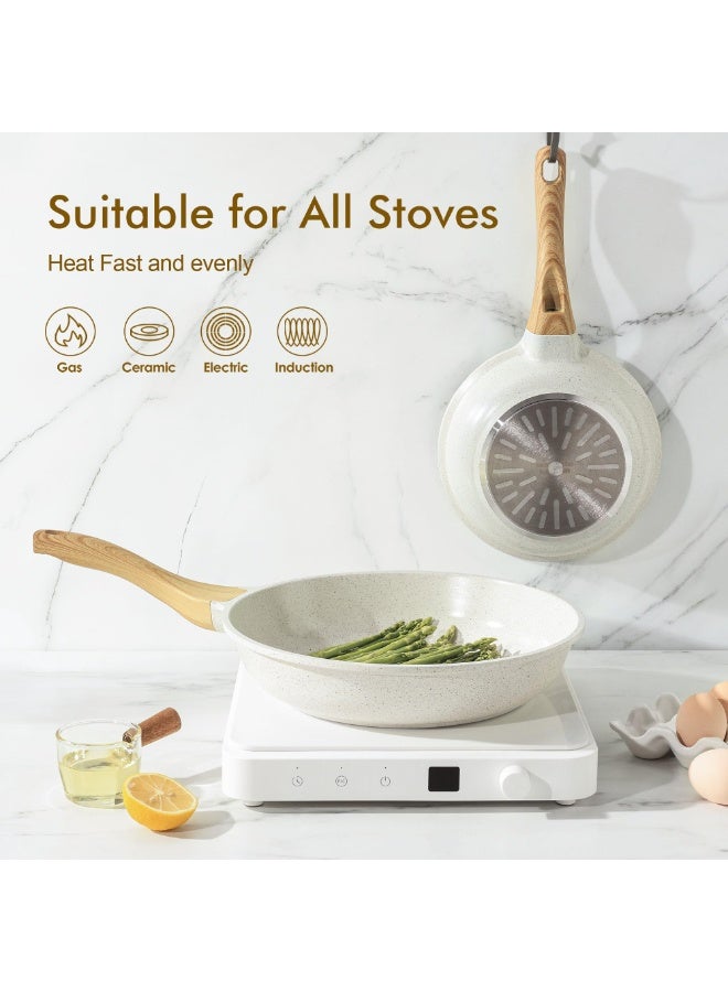 BOAO Nonstick Ceramic Frying Pan Skillet, 8-Inch Omelet Pan, Healthy Non Toxic Chef Pan, Induction Compatible Egg Pan with Heat Resistant Handle, PFAS-Free, White - Image 4