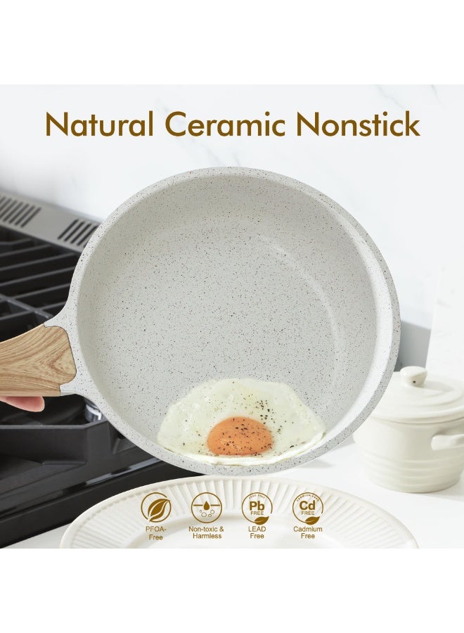 BOAO Nonstick Ceramic Frying Pan Skillet, 8-Inch Omelet Pan, Healthy Non Toxic Chef Pan, Induction Compatible Egg Pan with Heat Resistant Handle, PFAS-Free, White - Image 3