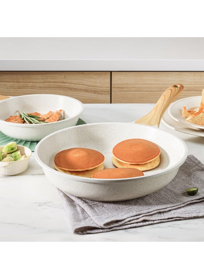 BOAO Nonstick Ceramic Frying Pan Skillet, 8-Inch Omelet Pan, Healthy Non Toxic Chef Pan, Induction Compatible Egg Pan with Heat Resistant Handle, PFAS-Free, White - Image 2