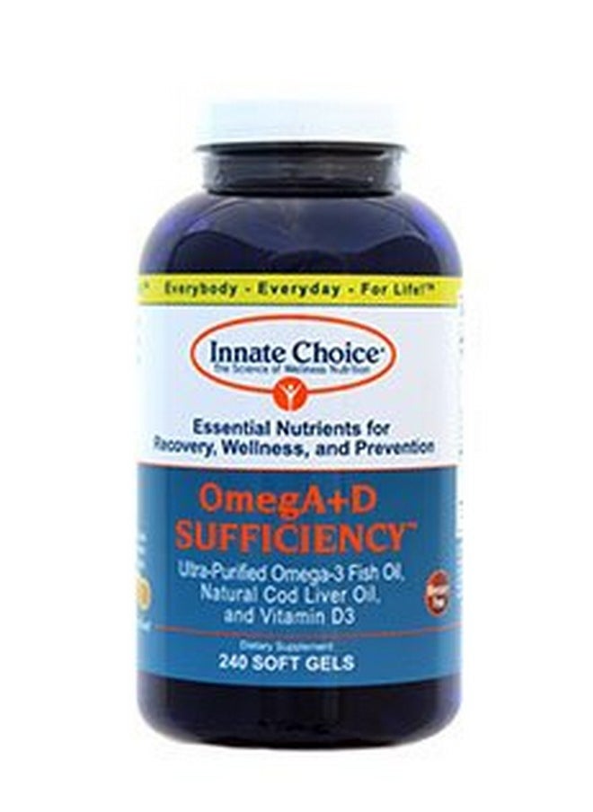 Innate Choice - Omega 3 Fish Oil Capsules Omega+D By Innate Choice Lemon 240 Capsules Pharmaceutical Grade Fish Oil 3Rd Party Tested Organically Filtered And Triple Purified Natural Cod Liver Oil Vitamin D3 - Image 1