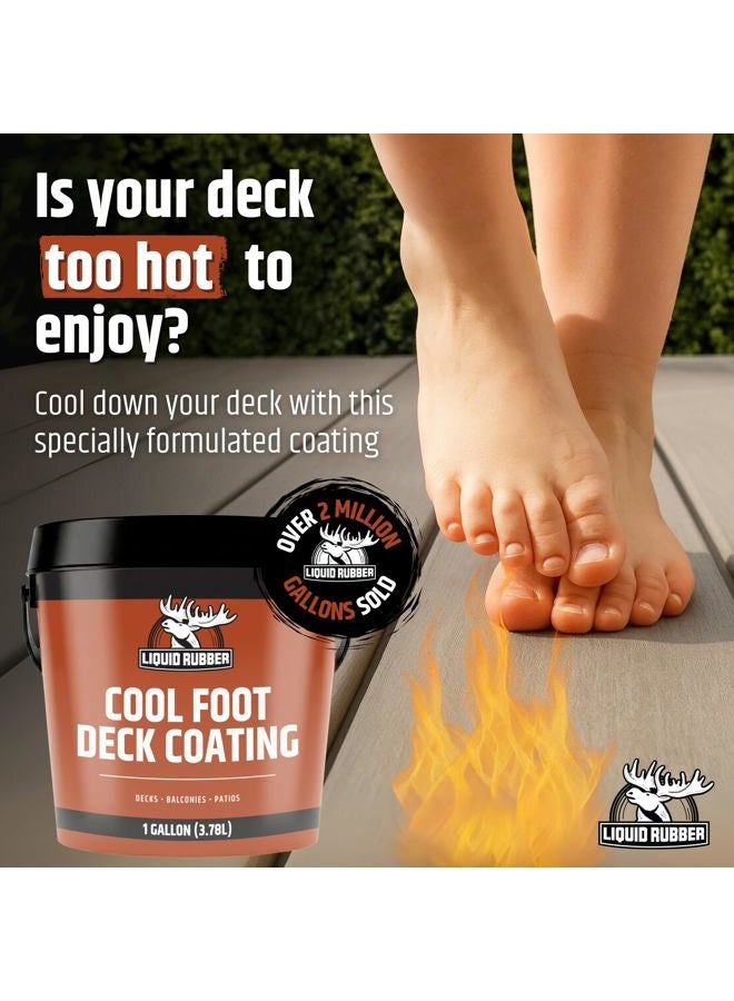 Liquid Rubber Cool Foot Deck and Dock Coating - Solar Protection Deck Paint, Non-Toxic Multi-Surface Decking Sealant, Easy to Apply, Misty Gray, 1 Gallon - Image 2