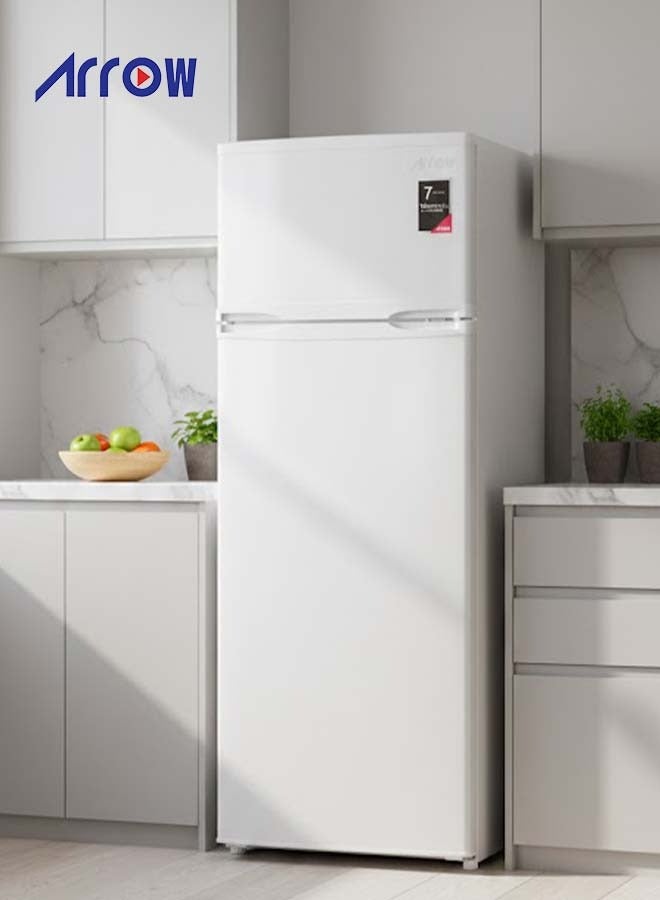 Arrow 181L Top Freezer Refrigerator with 135L Fridge & 46L Freezer, Mechanical Temperature Control, Automatic Fridge Defrost, Manual Freezer Defrost, Metal Door Panel, Integrated Wheels, Low Noise (40 dB), and Food Care Drawer for Fresh Storage | Model No: RO2-280L - Image 4