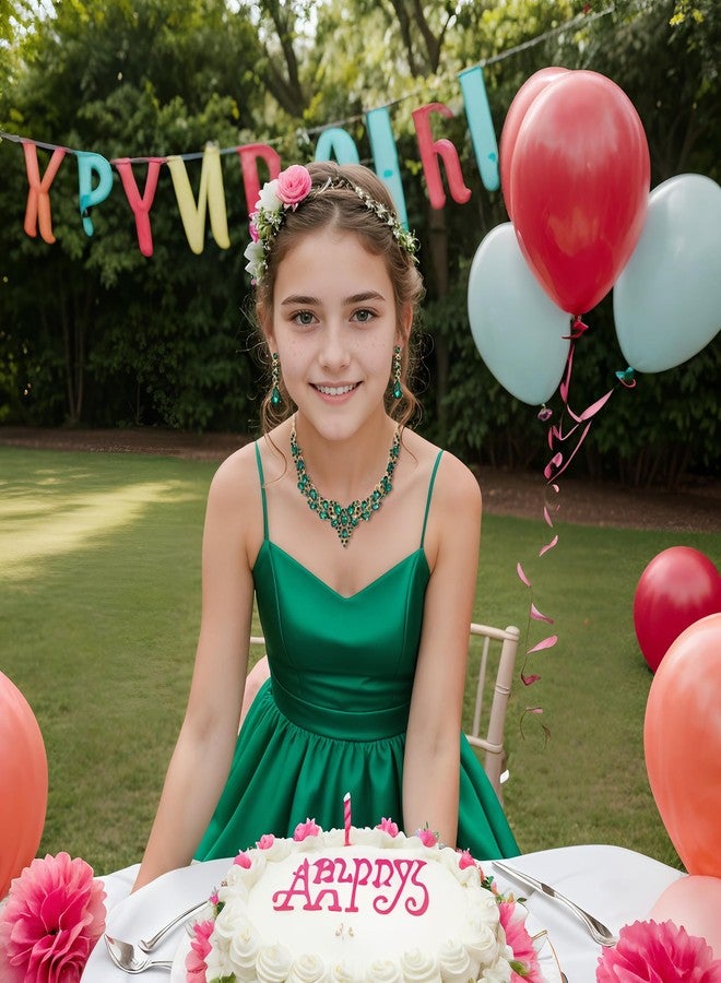 بريلوف أقراط بمشبك من بريلوف للمجوهرات، طقم قلادة مميز مرصع بكريستال نمساوي لامع على شكل دمعة، مثالي لحفلات الزفاف والسهرات، لون زمردي، لون ذهبي. - Image 2