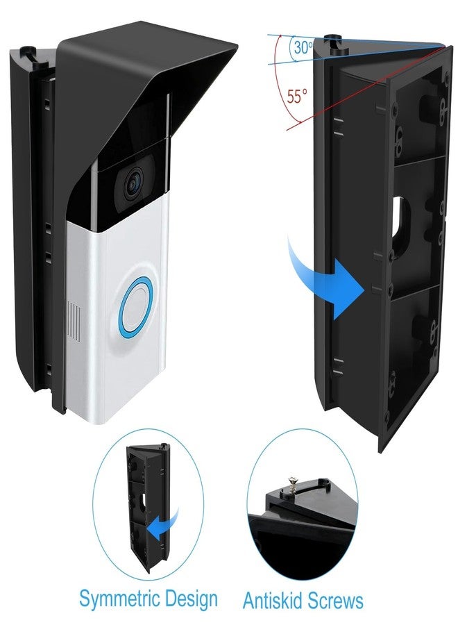 S7 Adjustable Angle Mounting Bracket Compatible with Video Doorbells 1/2/3/4, Replacement Angle Adjustable Video Doorbell Mounting Plate Bracket Wedge Kit with Rain Cover, Waterproof and Anti Glare - Image 5