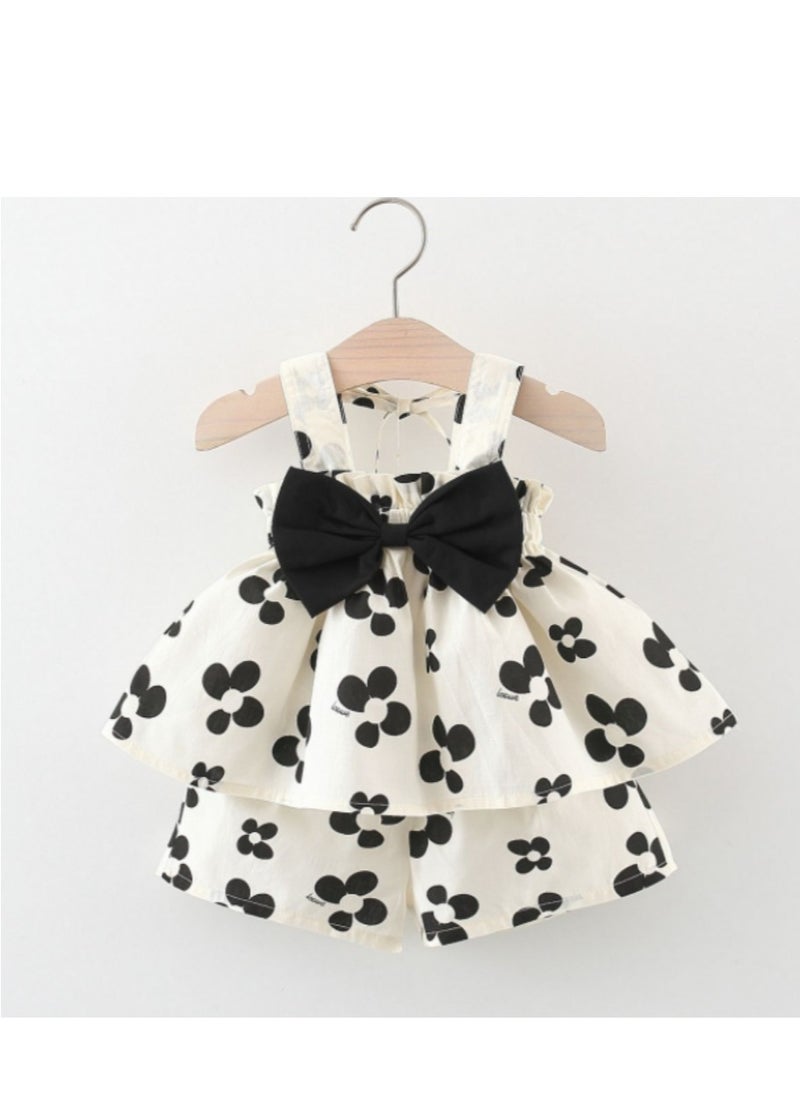 KUYING - New Suspended Tank Top Set for Girls Summer Dot Shorts 2-Piece Set - Image 1