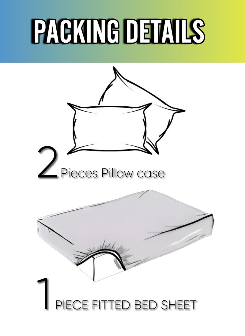 Blueberry - Light Grey Striped King Size Sheet Set Deep Pockets Machine Washable 200x200+35cm - Image 1