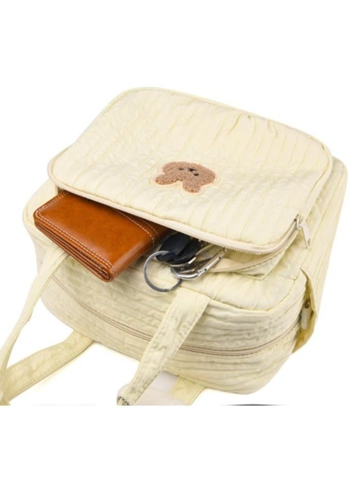 MIXDE - Diaper Bag Tote for Baby Girl Mommy Bag Quilted Cotton Baby Diaper Bag Travel Diaper Multifunction Maternity Bag Travel Storage Bag Diaper Tote Bag without Doll - Image 1
