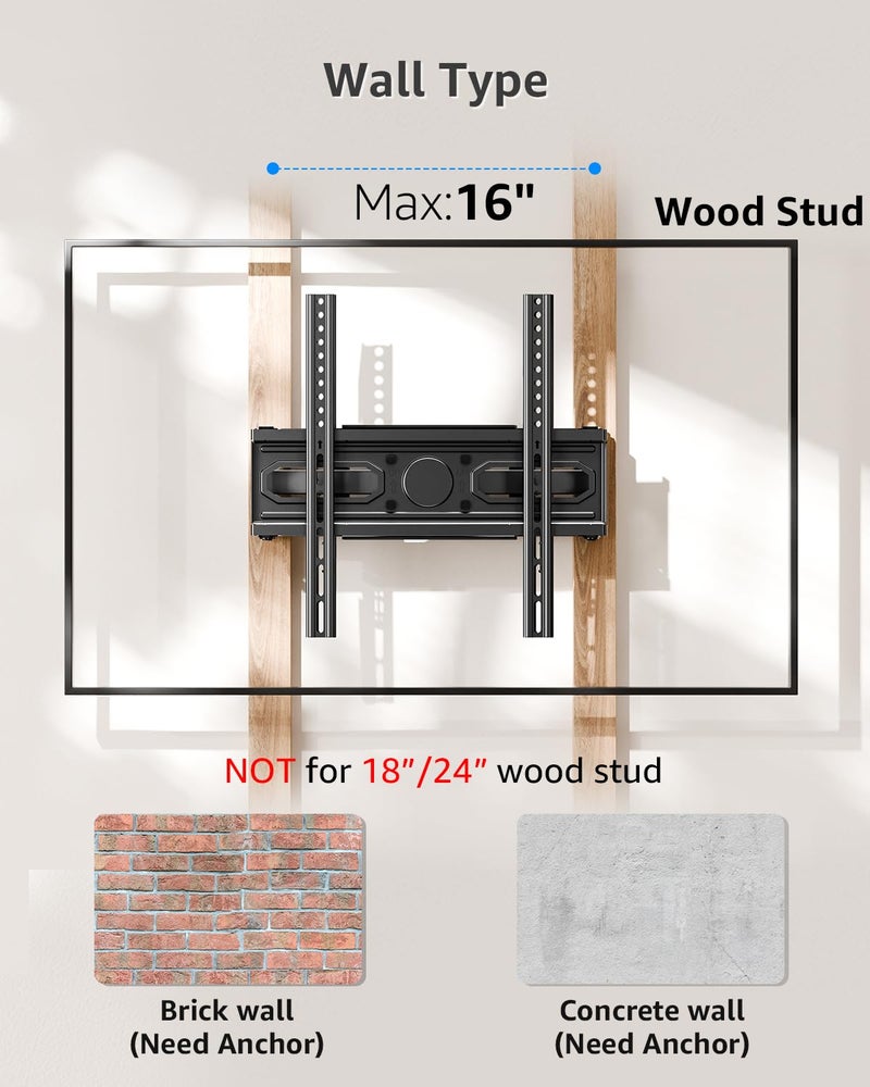 MOUNTUP TV Wall Mount for Most 26-65 Inch Flat/Curved TVs, Full Motion TV Mount Fit 16" Wood Stud, Wall Mount TVs Bracket with Dual Swivel Articulating Arm Max VESA 400x400mm up to 99 LBS - Image 2