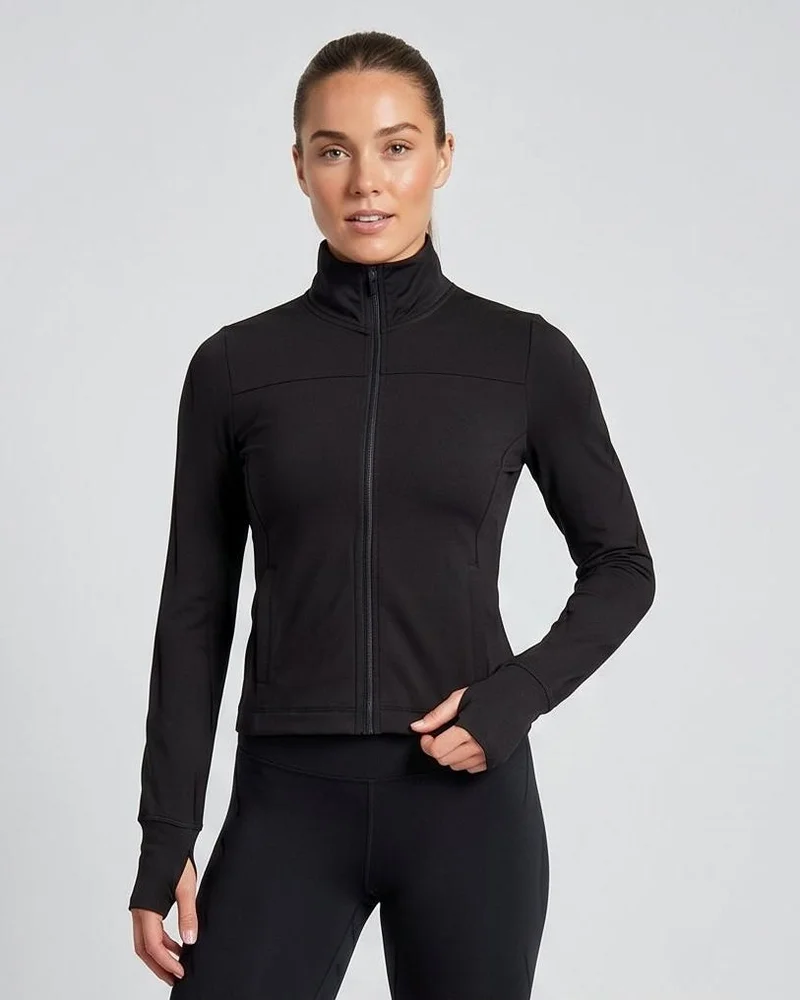 Redtag Women Black High Neck Active Sweatshirt