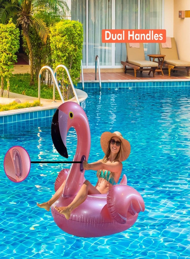 Dimple Inflatable Giant Pink Flamingo Pool Float 60 x 60 x 34 Blow Up Pool Floatie Swimming Floating Raft Summer Party Toys, Pool Float Flamingo, Large Pool Decorations for Adults & Kids (Pink) - Image 4