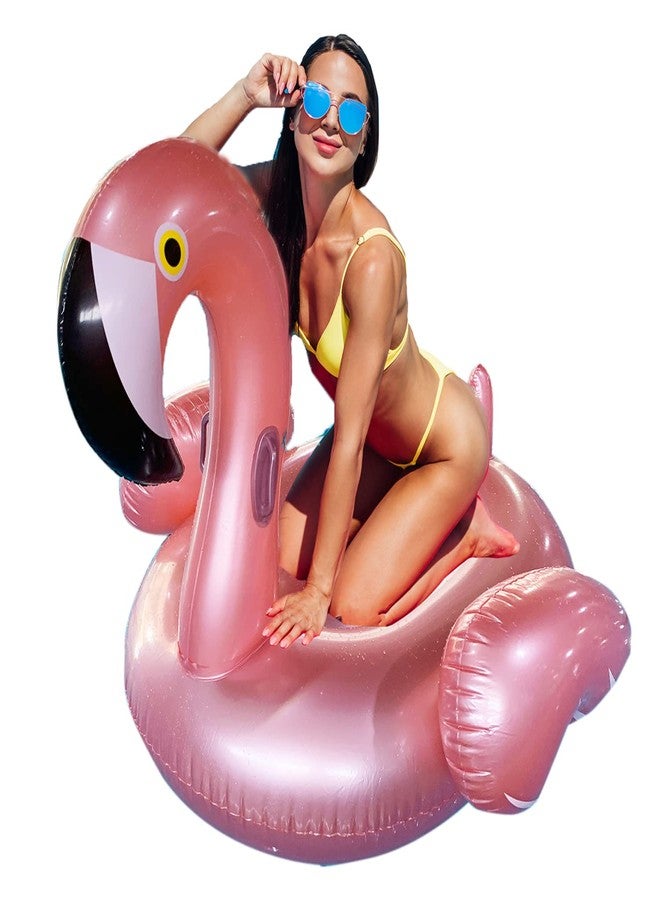 Dimple Inflatable Giant Pink Flamingo Pool Float 60 x 60 x 34 Blow Up Pool Floatie Swimming Floating Raft Summer Party Toys, Pool Float Flamingo, Large Pool Decorations for Adults & Kids (Pink) - Image 2