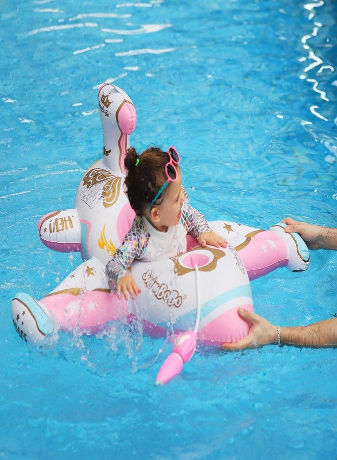 Swimbobo Toddler Pool Float Inflatable Car Baby Swim Float with Adjustable Sun Canopy and Safety Seat Pool Toys for Kids 3+ Years Old(Pink Airplane) - Image 3