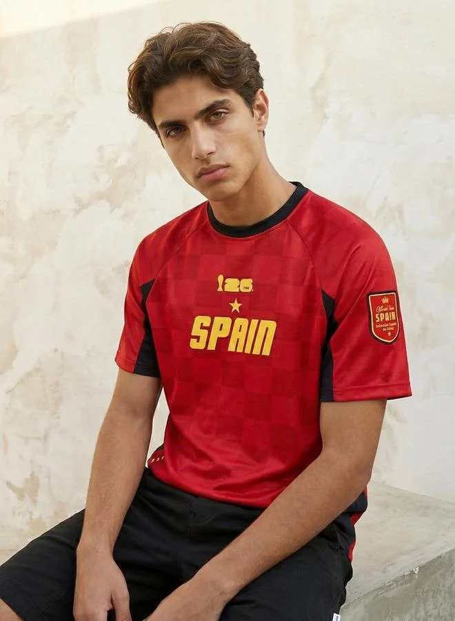 Splash Active  Men FIFA 26 Spain Print Raglan Sleeve T shirt for Men | Best Price UAE