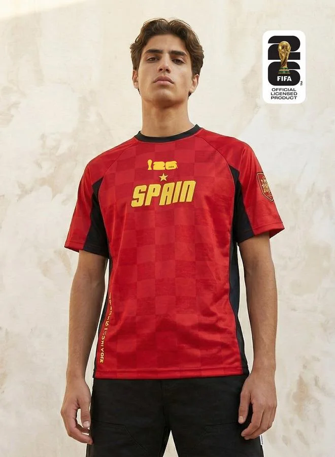 سبلاش اكتف Men FIFA 26 Spain Print Raglan Sleeve T shirt