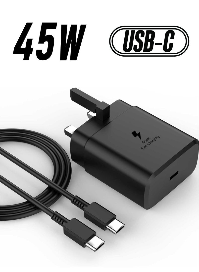 بيوينتي 45W Super Fast USB-C Charger for Samsung Galaxy S24, S23 Series  Galaxy Tab S10 – Includes 1.5M C to C 5A Charging Cable - Image 1