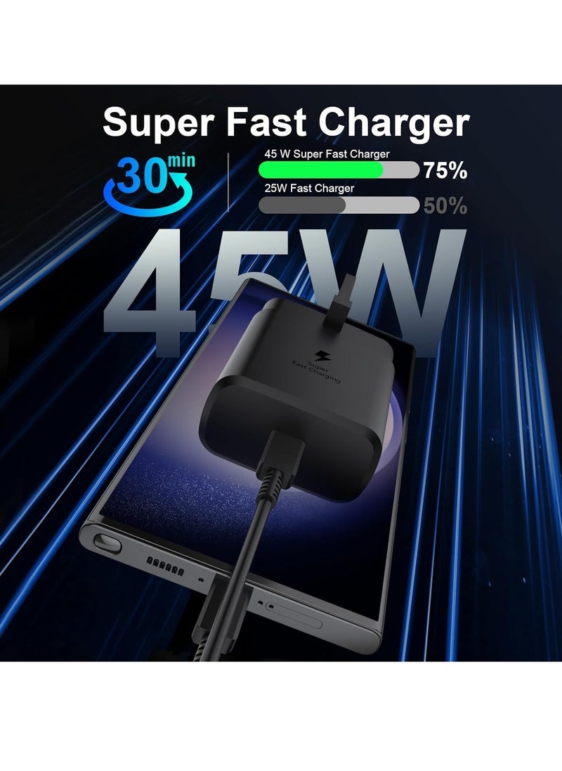 بيوينتي 45W Super Fast USB-C Charger for Samsung Galaxy S24, S23 Series  Galaxy Tab S10 – Includes 1.5M C to C 5A Charging Cable - Image 2