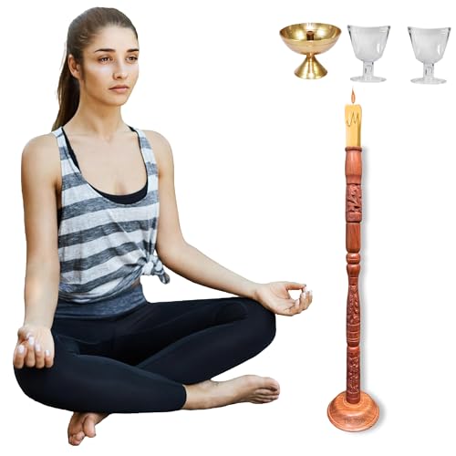 The Yogis™ Trataka Candle Stand for Opening Third Eye Meditation with Brass Diya and Eye Wash Cup - Image 1