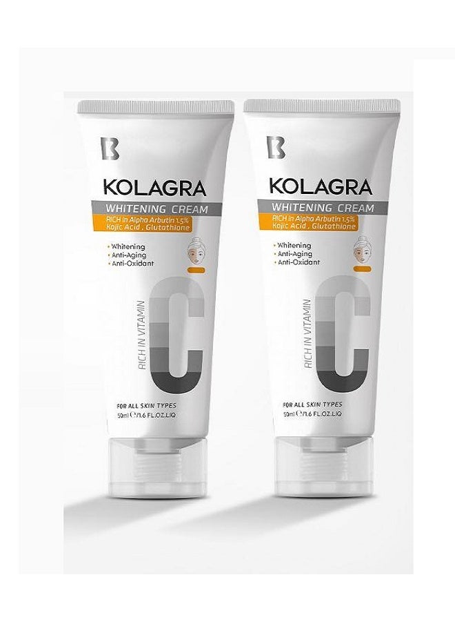 KOLAGRA 2Pcs Whitening Cream For Face With Alpha Arbutin 50ml 1+1  - Image 1