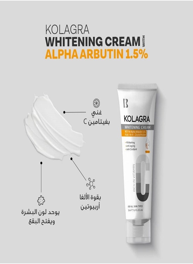 KOLAGRA 2Pcs Whitening Cream For Face With Alpha Arbutin 50ml 1+1  - Image 3