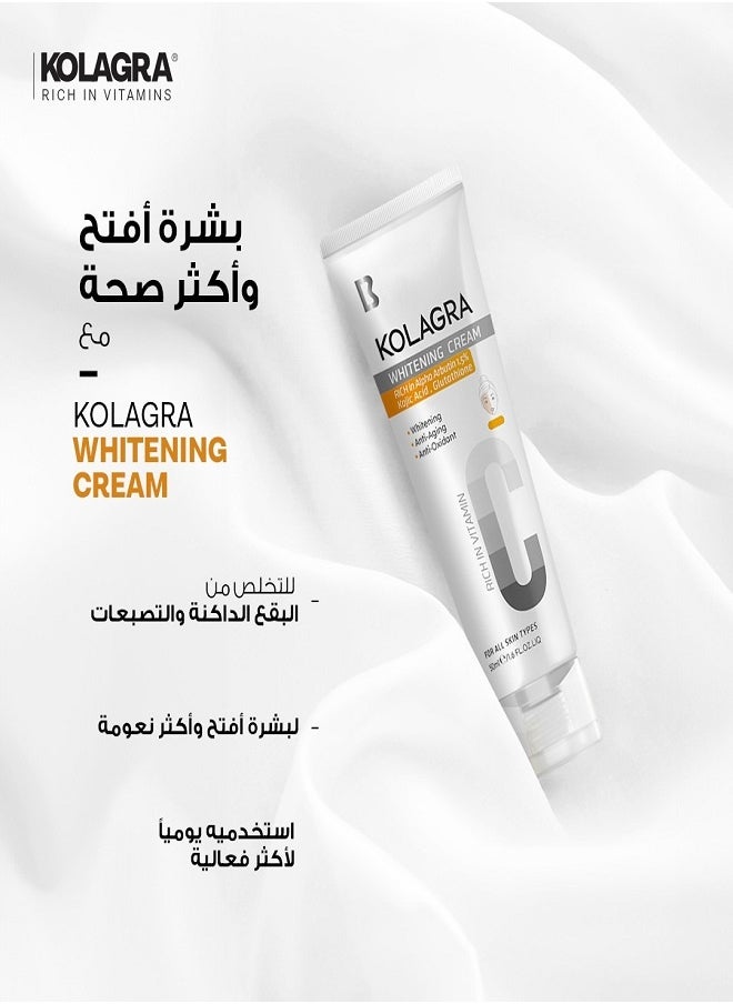 KOLAGRA - 2Pcs Whitening Cream For Face With Alpha Arbutin 50ml 1+1 - Image 1