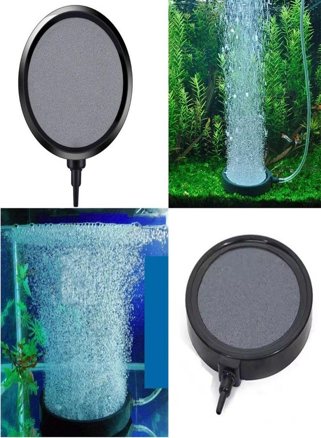 Ammasio 4 Inch Round Black Disc Air Stone Bubble Diffuser with L-Connector for Aquarium Fish Tank | Hydroponics Pump Ceramic Airstones | Air Pump Accessories for Fish Tanks, Hydroponics - Image 1