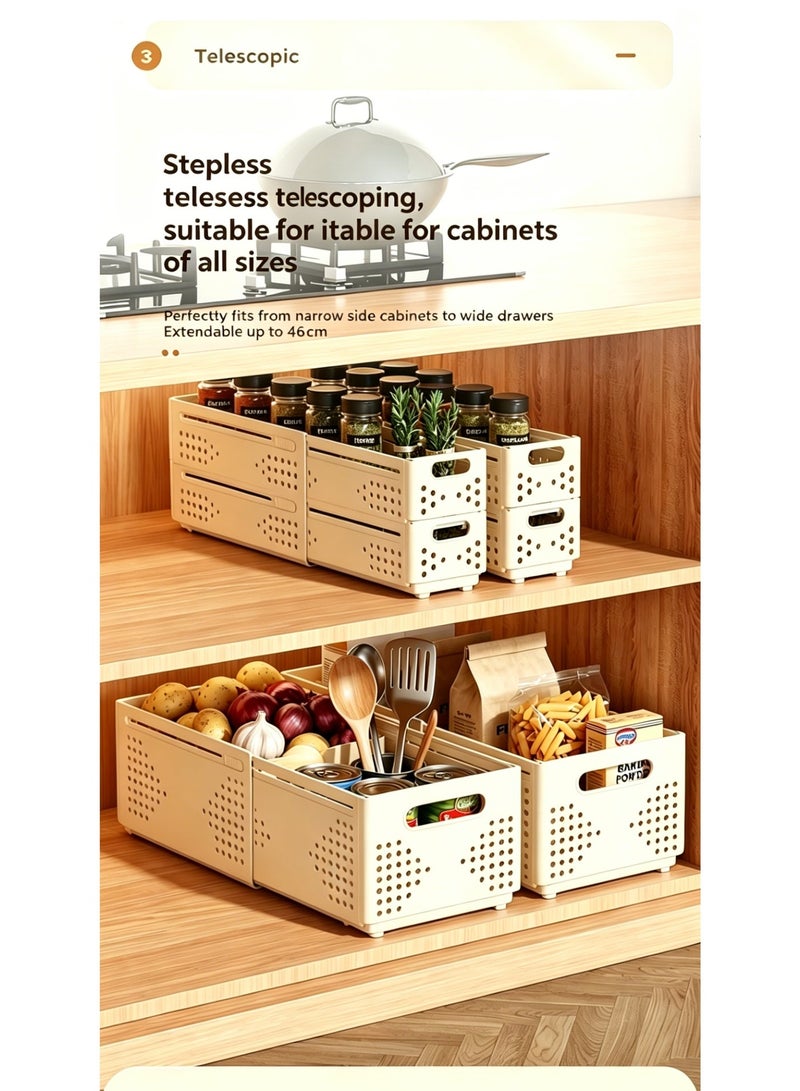 Multi functional folding and retractable storage basket, household kitchen cabinet storage basket, desktop snack and miscellaneous storage and organizing basket - Image 5