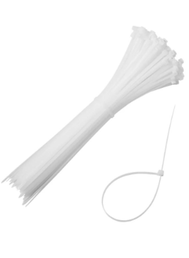 Nylon Wire Zip Cable Ties Self Locking White 3.9X400mm- 100pcs