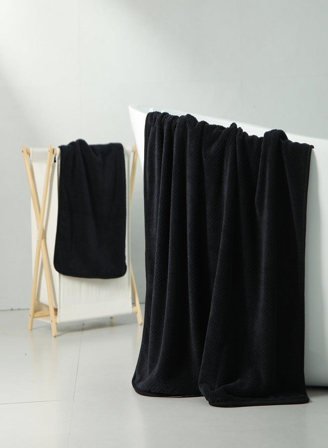 Feyocn Extra Large 40"x 80" Bath Towel Sheet Set, 2 Pack Super Soft Oversized Bath Sheet Towels for Adults Soft Highly Absorbent Quick Dry Towels Set for Bathroom Hotel Spa Black - Image 2