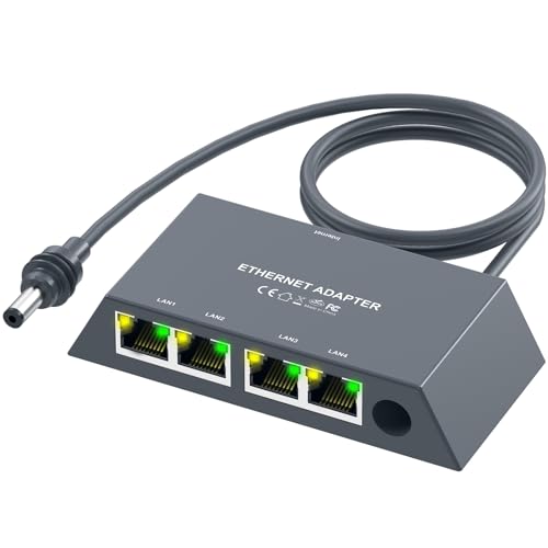 Ablian for Starlink Gen3/Mini Ethernet Adapter with 4 RJ45 Ports,Multi Ports Starlink Ethernet Adapter with Wired External Network for Other Devices and Network Cable[4 Devices Networked Simultaneously] - Image 1