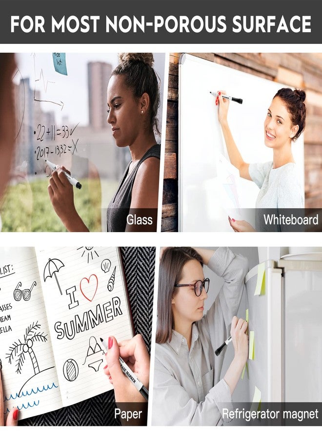 Comix Magnetic Dry Erase Markers, Fine Tip Black Whiteboard Markers with Eraser Cap, Low Odor Black Markers for Kids Teachers - Image 5