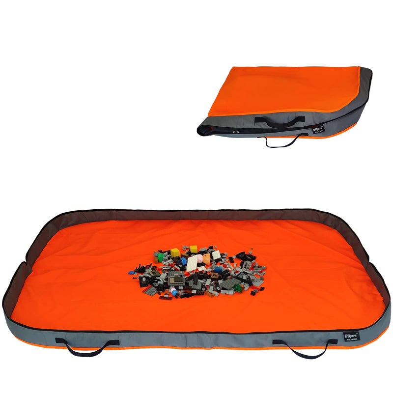 BBpara Toy Storage Basket Play Mat for Building Bricks Blocks Toy Storage Bags Play Mat with Zipper Easy use to keep the Kids Rooms neat tidy 55 Inches Large size Orange - Image 2