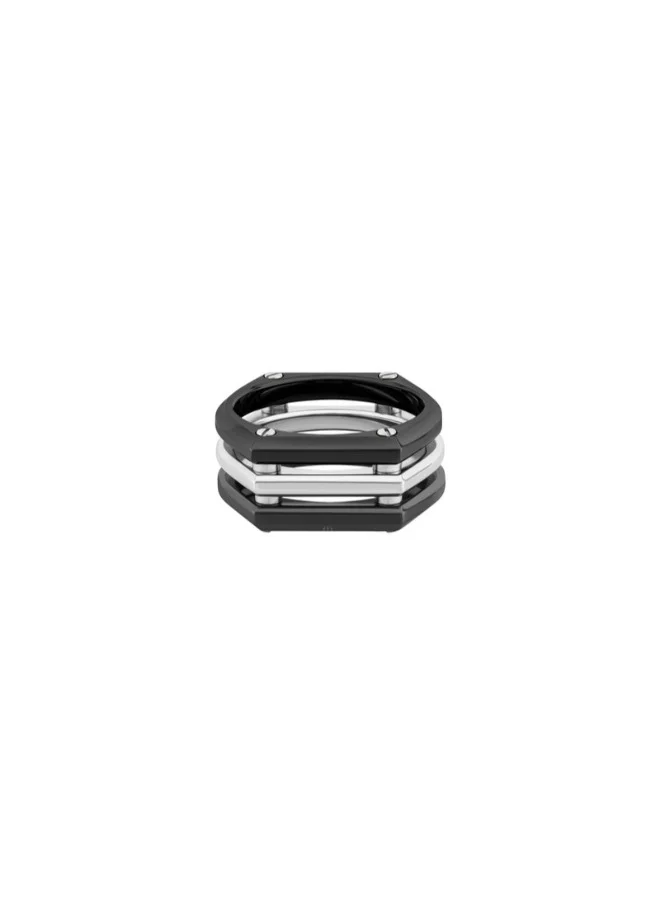 MICHEL HERBELIN Grey Plating And Stainless Steel Ring
