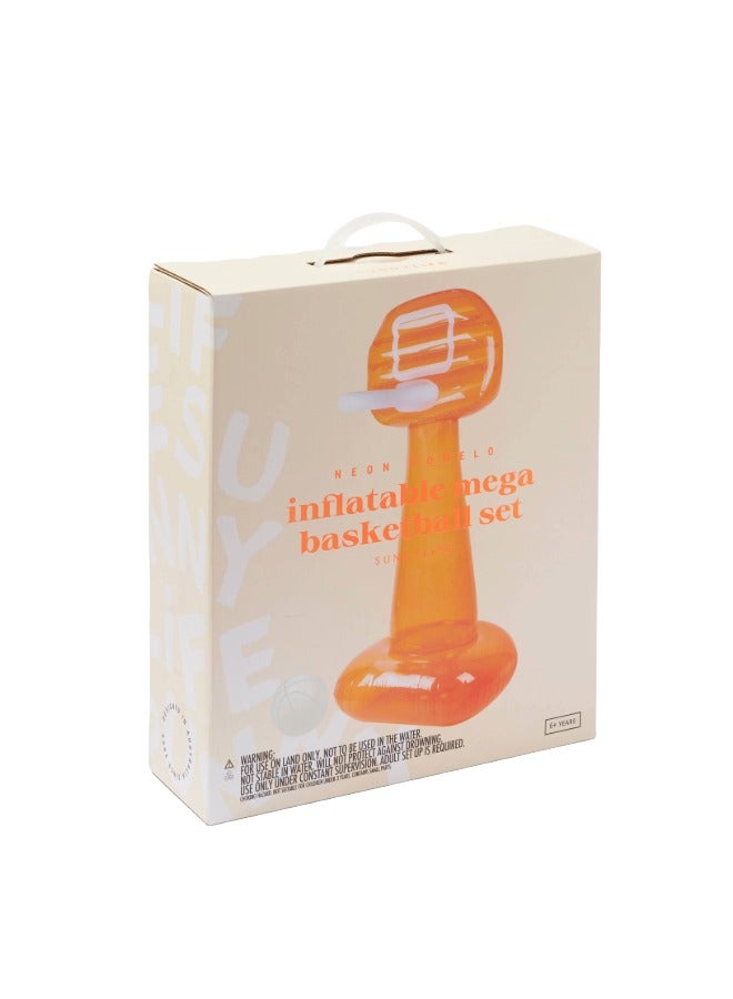 SUNNY LIFE Inflatable Mega Basketball Set for Kids | Giant Outdoor Basketball Hoop | Summer Water Toy | Backyard Sports Game | Neon Pomelo Basketball Play Set - Image 5