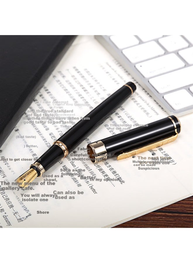 Pimio Art Pen، سن منحني، قلم خطابة صلب، للرجال والنساء، ممارسة الخط، للاستخدام من قبل البالغين والطلاب، 1.0 مم، سلسلة Gentleman 902، أسود لامع مع مشبك ذهبي - Image 3