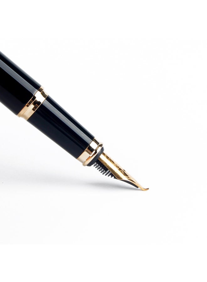 Pimio Art Pen، سن منحني، قلم خطابة صلب، للرجال والنساء، ممارسة الخط، للاستخدام من قبل البالغين والطلاب، 1.0 مم، سلسلة Gentleman 902، أسود لامع مع مشبك ذهبي - Image 2