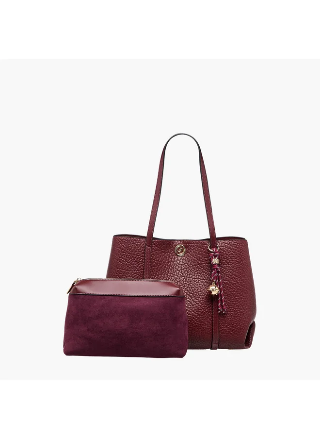 سيليست Women Textured Tote Bag with Pouch and Zip Closure