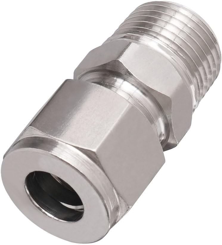 Horiznext Stainless Steel 304 Compression Fitting to connect 3/8 inch OD tube x 3/8 NPT Male thread Coupler, for brass copper stainless steel tubing - Image 1