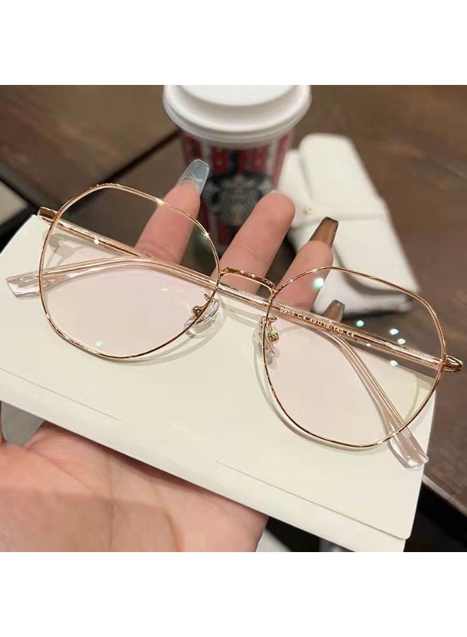 Oval retro myopia glasses frame can be equipped with prescription anti-blue light small face flat glasses - Image 1